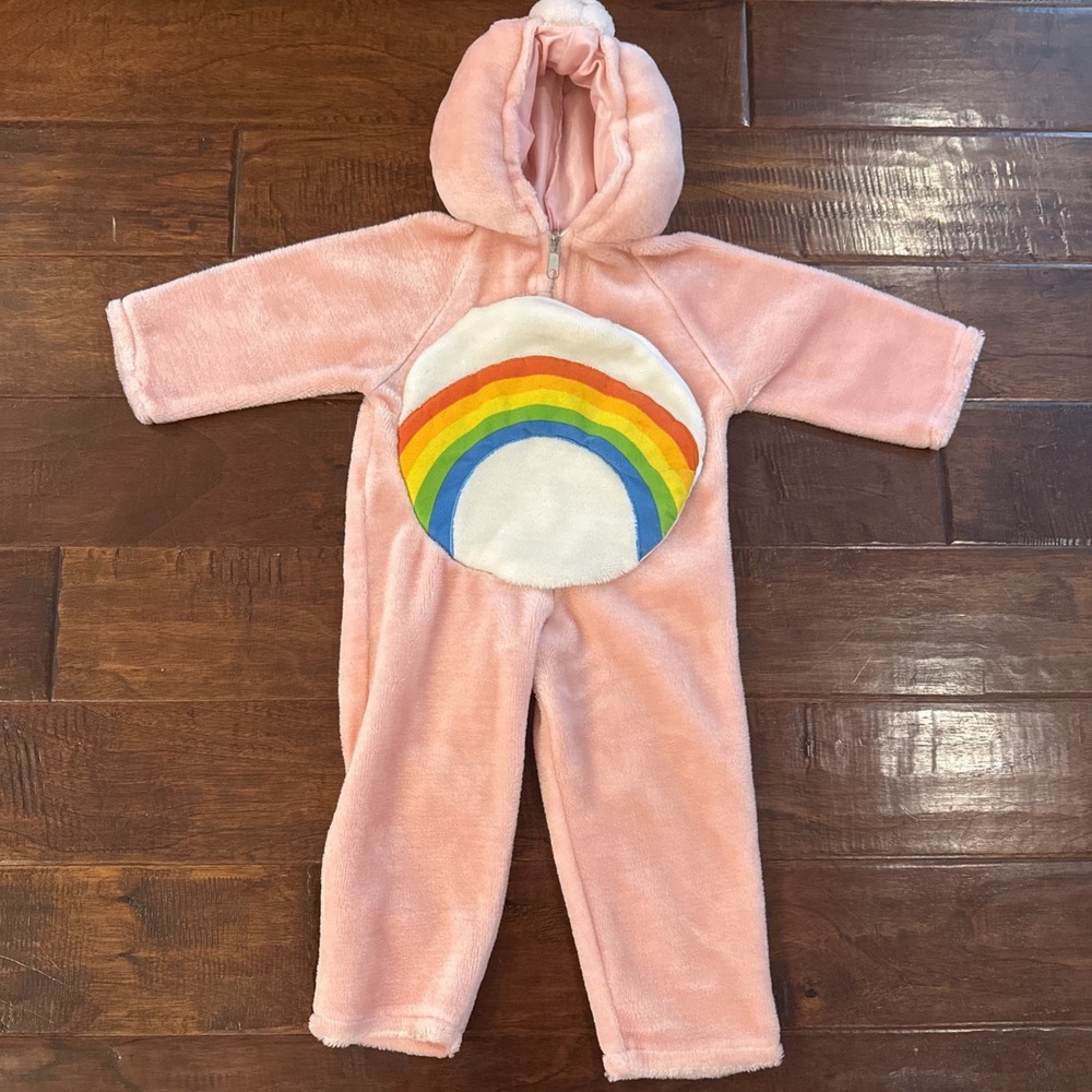 VTG Care Bears Pink Rainbow Cheer Bear Plush Dress Up Costume Small 1-2 Years